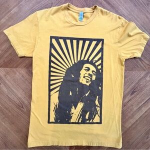 Bob Marley Graphic T-Shirt Unisex Size S Gold Yellow Mext Level